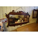 Chippendale style inlaid over mantel mirror