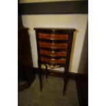 Continental inlaid wood bedside chest