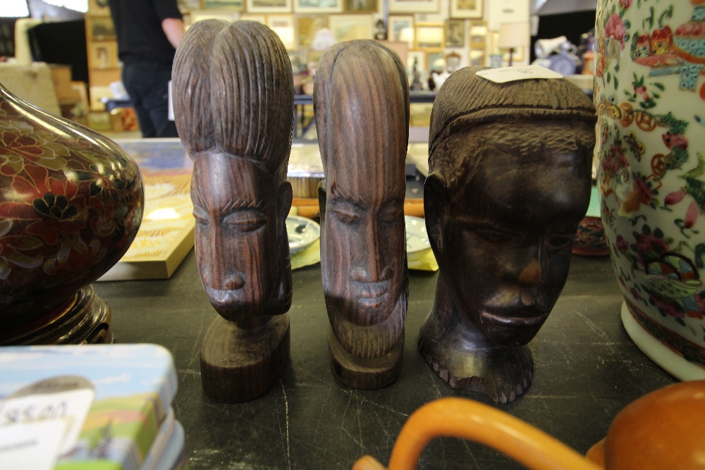 3 West African Carved Heads