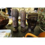 3 West African Carved Heads