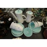 Poole Pottery - 6-person/21-piece retro coffee set in ice green/seagull