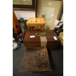 Mahogany box, bamboo stand and other box