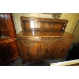 1940s oak dining suite - drawleaf table, set of 4 chairs, sideboard