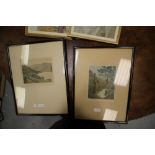 Pair of coloured etchings