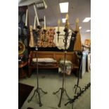 Pair of 4 sconce wrought iron standard lamps, dry mounted