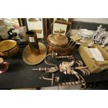 Various Metal items, Copper Kettle, Shell Case etc