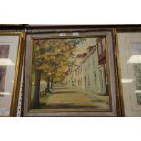 Betty Conder Oil on Board - Autumnal Street Scene 'Arlsford'