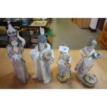 4 Lladro Native American girl figurines