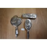 Danish silver plated and embossed 3pc brush set