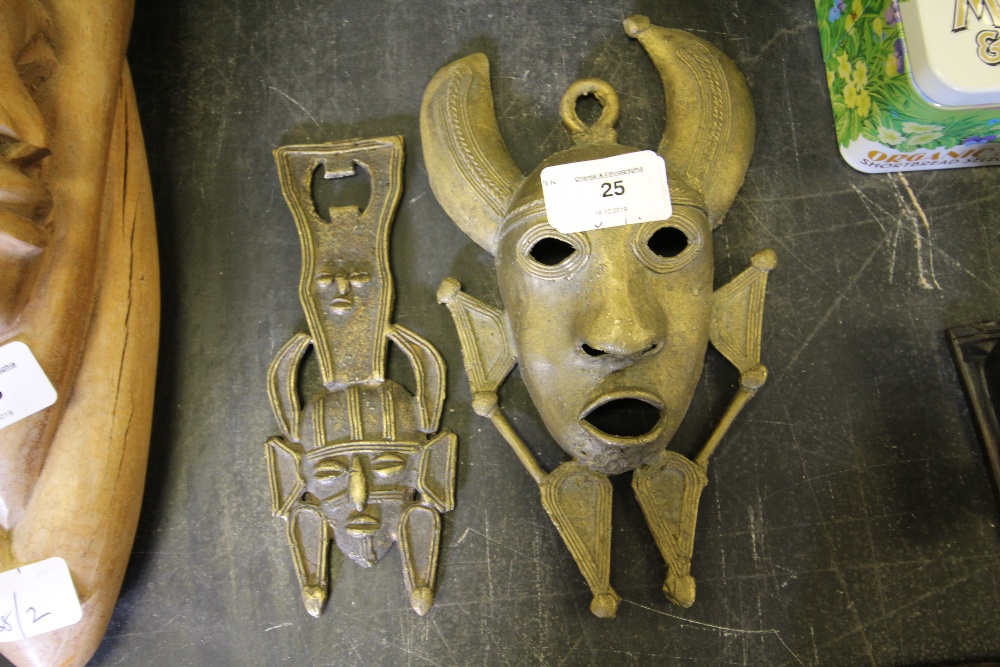 2 Benin Bronze Style Masks