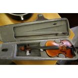 Full size violin, branded internally Breton Brevete DE S.A.R.M., also branded on the button