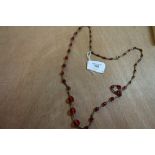 1920s red glass and brass necklace