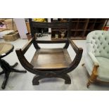 X frame oak armchair