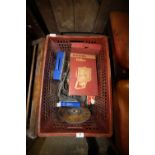 Box of misc inc wagon straps and spotlight etc