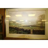 K Melling Print - Horses Grazing - signed (Hepstonstall & Stoodley Pike)