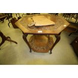 Oak arts and crafts carved occasional table