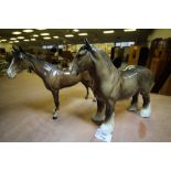 Beswick Shire Horse & a Beswick Racehorse (A/F)
