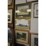 3 watercolours - Janet Rawlins - Moor Scene, Lynne Moore - Shooting Butts, John Northcott - view