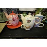 3 One Person Tea Pot & Cup Sets including Ter Steege