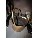 Brass coal/log bucket with two handles