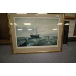 Chris J Stothard, signed print - Unloading at Low Tide