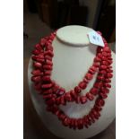 Cherry Quartz multi strand necklace with silver clasp