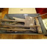 Box of vintage blacksmith's tools