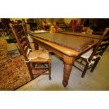 Victorian Oak Dining Table & 6 Ladder Back Chairs