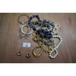 Bag mixed costume jewellery including gem set bracelets