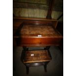 Vintage Pine School Desk & Associated Stool