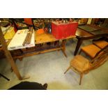 Pine refectory table and bench and stick back chair