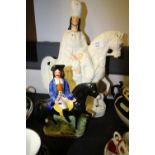 Staffordshire Flatbacks - Dick Turpin & Huntsman with a Stag (one reproduction AF)