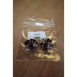 Pair of coloured paste floral clip on earrings