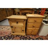 2 modern pine bedside cupboards/chests