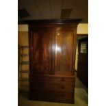 Large 19th Century mahogany press cupboard