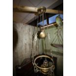 Suspended brass rise-and-fall stable lantern - no glass