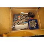 Box of tools, drills, spanners, files