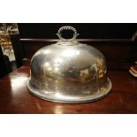 19th Century silver plated oval cloche, 46cm x 36cm x 32cm high