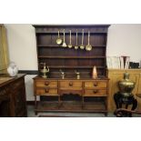 Late 18th / Early 19th Century oak dresser, 172cm wide x 41cm deep x 206cm high