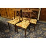 Five 19th Century inlaid mahogany dining chairs