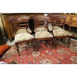 Set of six early Victorian 'Plum-Pudding' mahogany bar back dining chairs, with drop-in seats