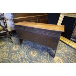 17th Century oak plank coffer, fluted frieze, 110cm wide x 40cm deep x 64cm high