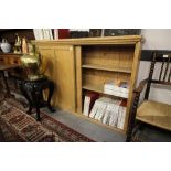 Late Victorian pine cupboard, with sliding panelled doors, 160 cm wide x 31cm deep x 112cm high