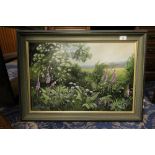 Marion Bradley (born 1946), oil painting, Foxgloves, 40.5cm x 61cm, signed, framed