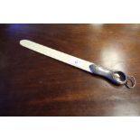 George V silver mounted ivory paper knife, the mount by Sampson Mordan & Co and inset with