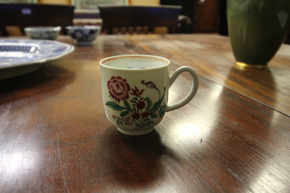 18th Century Liverpool Seth Pennington Tudor Rose pattern porcelain coffee cup, decorated with