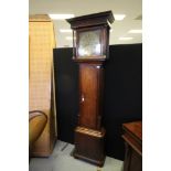 18th Century oak eight day longcase clock by R. Morland of Kirby, with 30cm square brass dial,