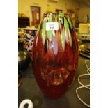 Red & Aventurine Glass Vase