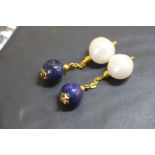 Pearl and lapis cufflinks