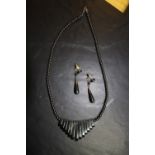Hematite Necklace and Earrings in Art Deco style